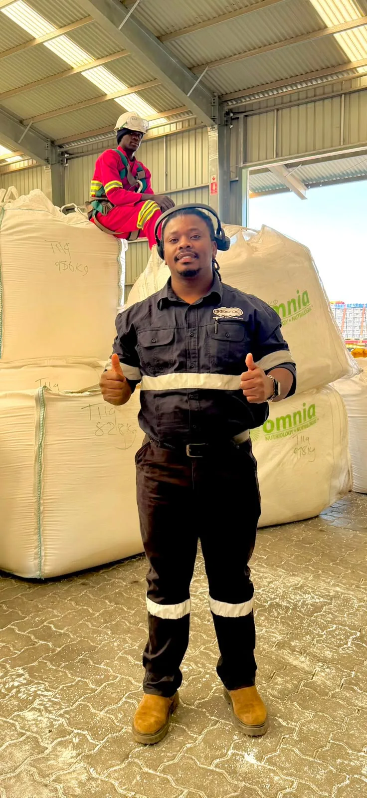 Bento, General Manager of Semende, on site at the bagging warehouse